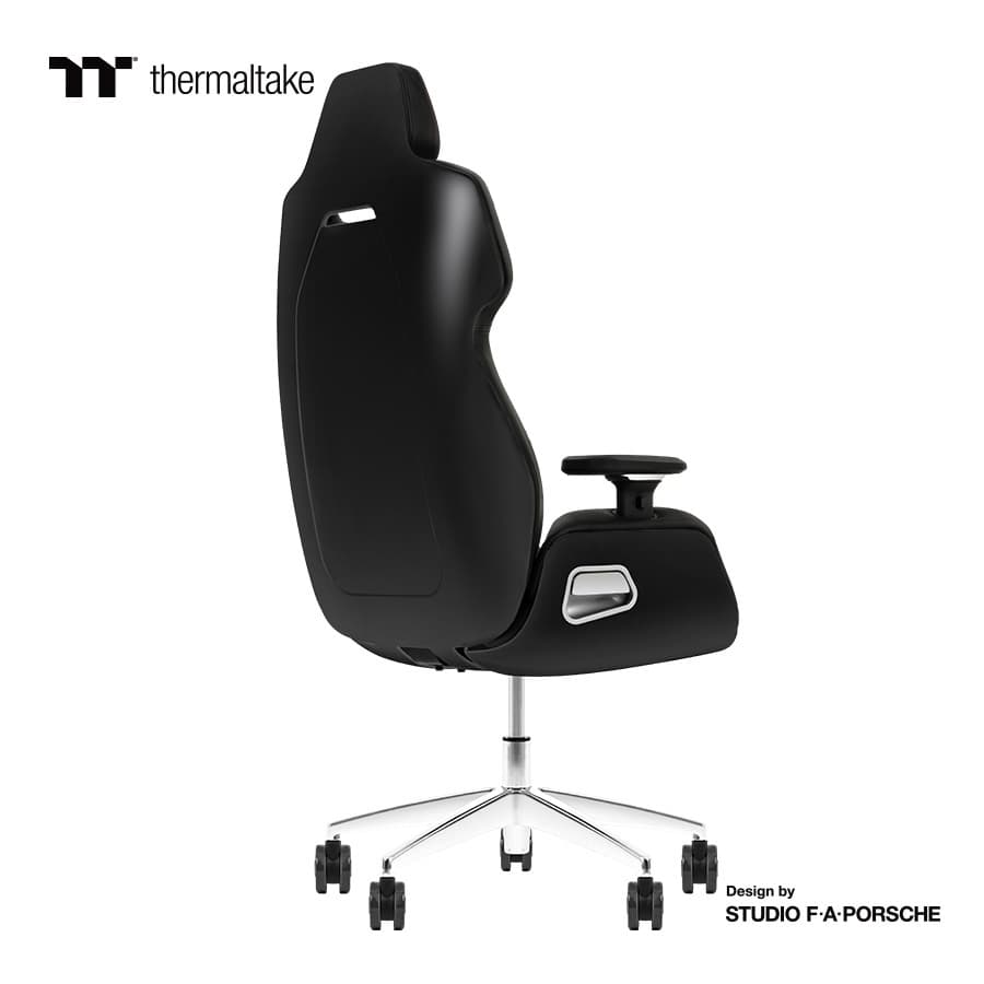 Thermaltake Thermaltake Argent E700 Real Leather Gaming Chair, Design by Studio F. A. Porsche, 4D Adjustable Armrests, Wire-Control Mechanism, 4 Gas Lift-Storm Black - product view 2 of 6