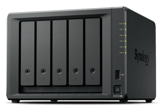 Synology DiskStation DS1525+ 5-Bay NAS Enclosure, AMD Ryzen V1500B, 64-bit 2.2 GHz, 8 GB DDR4 ECC SODIMM Upto 32 GB (16 GB x 2), 2x NVMe M.2 Slots, 15 (DX525 x 2)x Max Drive Bays Expansion – Buy Online