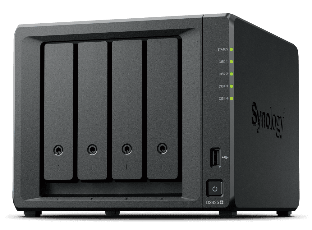 Synology DiskStation DS425+ 4-Bay NAS Enclosure, Intel Celeron J4125, 64-bit 2.7 (turbo) GHz, 2 GB DDR4 non-ECC Upto 6 GB (2 GB + 4 GB), 2x NVMe M.2 Slots, RJ-45, USB 3.2 – Buy Online
