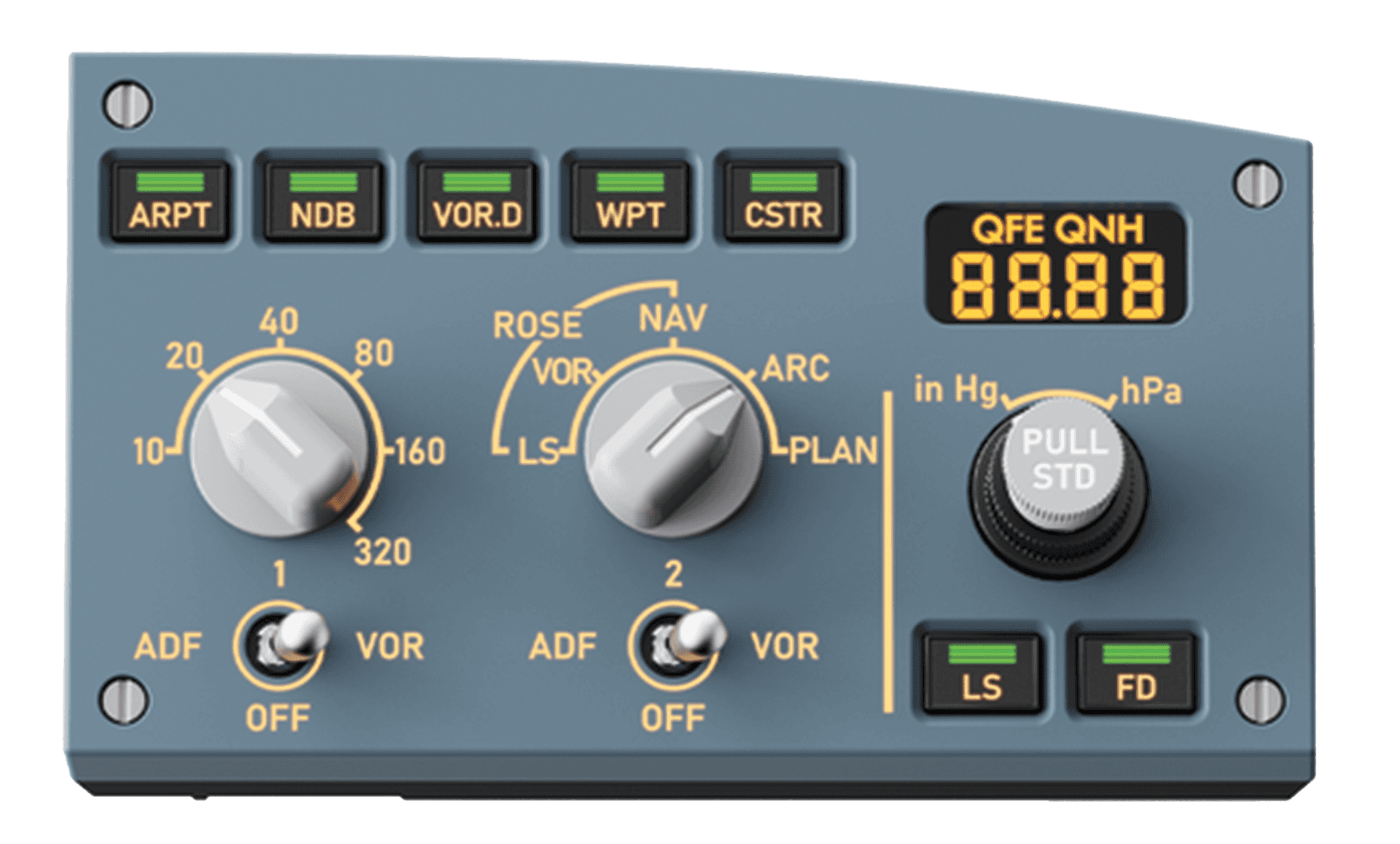 MOZA MOZA AS030 MA3F Electronic Flight Control Main Module, Airbus A320-Style FCU Autopilot Panel, Custom Segment Displays | AS030 - Type: Right Module