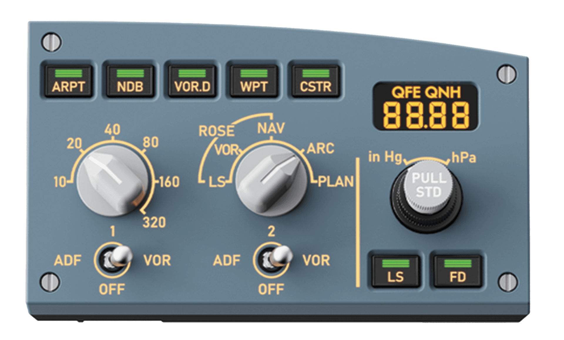 MOZA AS031 MA3F Electronic Flight Control Right Module, Airbus A320-Style Right EFIS Flight Simulator Control Panel | AS031 – Buy Online