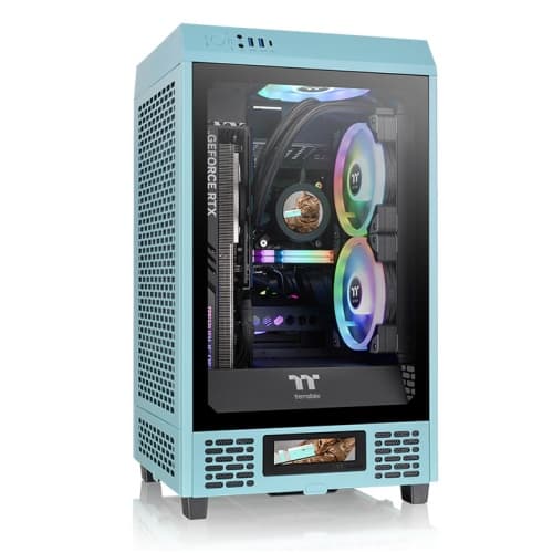 Thermaltake The Tower 200 Mini Computer Case, SPCC+Tempered Glass Material, Supports Up to 280mm Radiator, Up to 4 Fans Support, Removable Dust Filter-Turquoise - product view 2 of 6