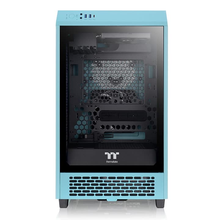 Thermaltake The Tower 200 Mini Computer Case, SPCC+Tempered Glass Material, Supports Up to 280mm Radiator, Up to 4 Fans Support, Removable Dust Filter-Turquoise - product view 3 of 6