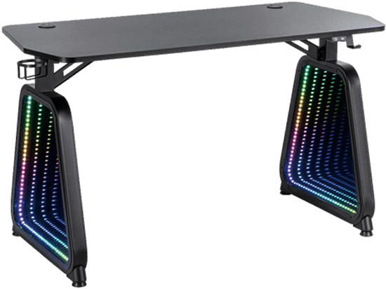 Twisted Minds Infinity Gaming Desk Mirror Legs, Under-Desk headphone & cup holders, 120x60x75 cm, built-in infinity LED lights | TM-GMD12-1D – Buy Online