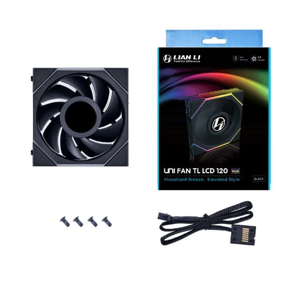 LIAN LI Lian Li UNI FAN TL LCD 120mm ARGB Case Fan, 1.6??? LCD Screen with 400??400 resolution, L-Connect 3, FDB bearing, Black | 12TLLCD1B - product view 3 of 4