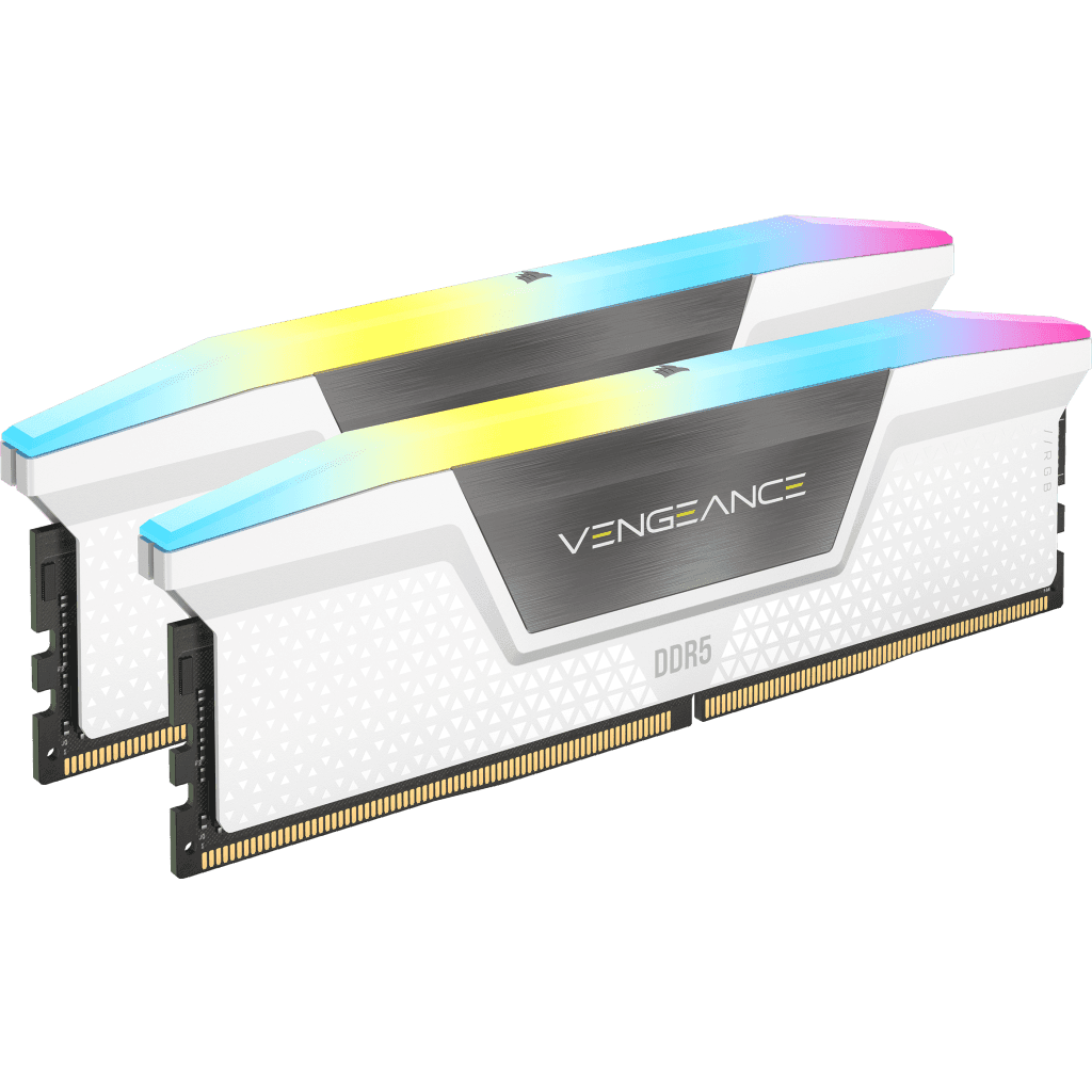 Corsair CORSAIR VENGEANCE RGB DDR5 6000 32GB(2*16GB)WHITE KIT,CMH32GX5M2D6000C36W,840006695547 - product view 3 of 5