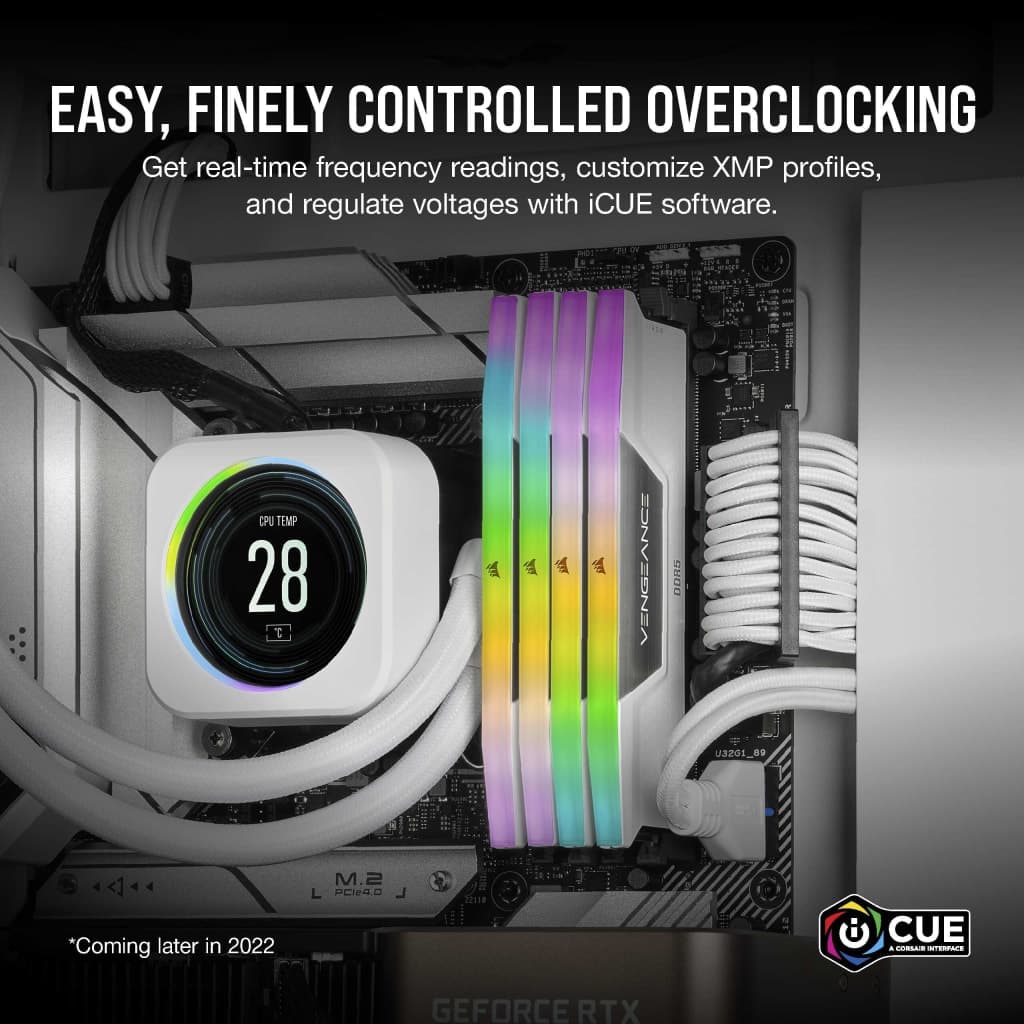 Corsair CORSAIR VENGEANCE RGB DDR5 6000 32GB(2*16GB)WHITE KIT,CMH32GX5M2D6000C36W,840006695547 - product view 1 of 5