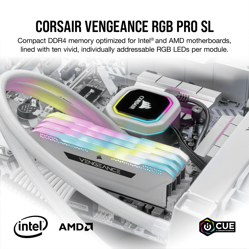 Corsair CORSAIR VENGEANCE RGB DDR5 5200 32GB(2*16)WHITE KIT CMH32GX5M2B5200C40W, - product view 2 of 5