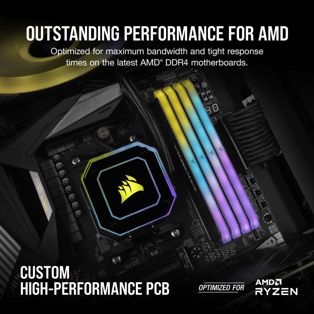 Corsair CORSAIR VENGEANCE RGB RT 3200MHz 16GB 2x8GB Unbuffered, ,Black for AMD Ryzen CMN16GX4M2Z3200C16 - product view 2 of 5