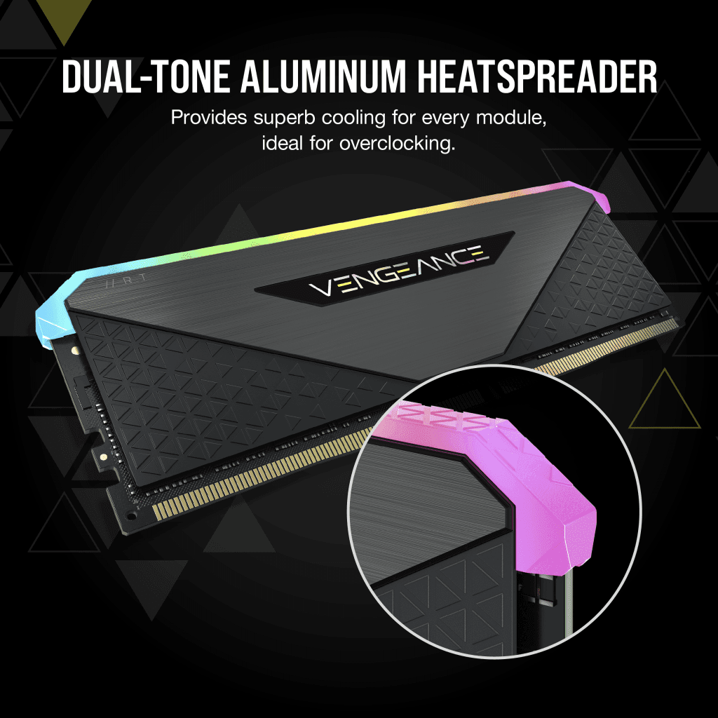 Corsair CORSAIR VENGEANCE RGB RT 16GB (2x8GB) DDR4 3600 AMD RAM CMN16GX4M2Z3600C18 840006650508 - product view 1 of 5