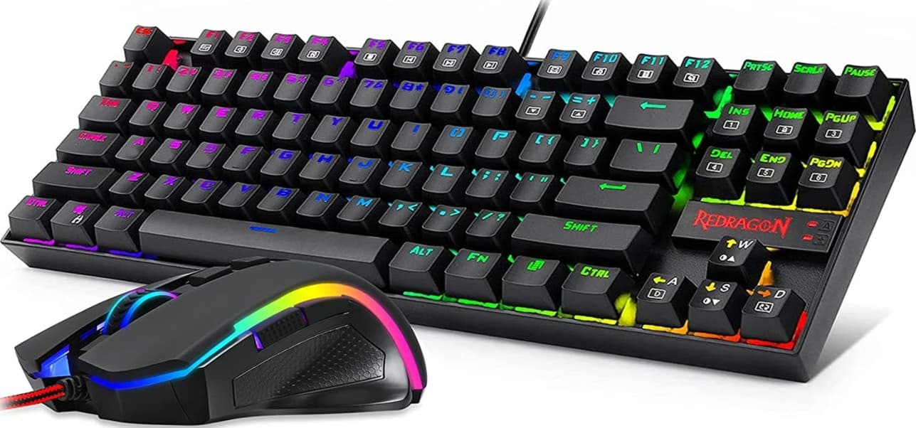 Redragon K552 Tenkeyless Wired Mechanical Gaming Keyboard and Mouse Combo, RGB LED Backlit, With Arrow Key, 7200 DPI Mouse, For Windows PC Gamers, English Layout, Black | K552-RGB-BA – Buy Online