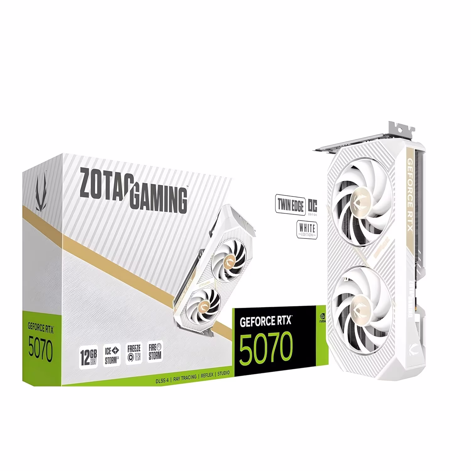 ZOTAC GAMING GeForce RTX 5070 Twin Edge OC White Edition Graphics Card, DLSS4 and 12GB of GDDR7 memory | ZT-B50700Q-10P – Buy Online