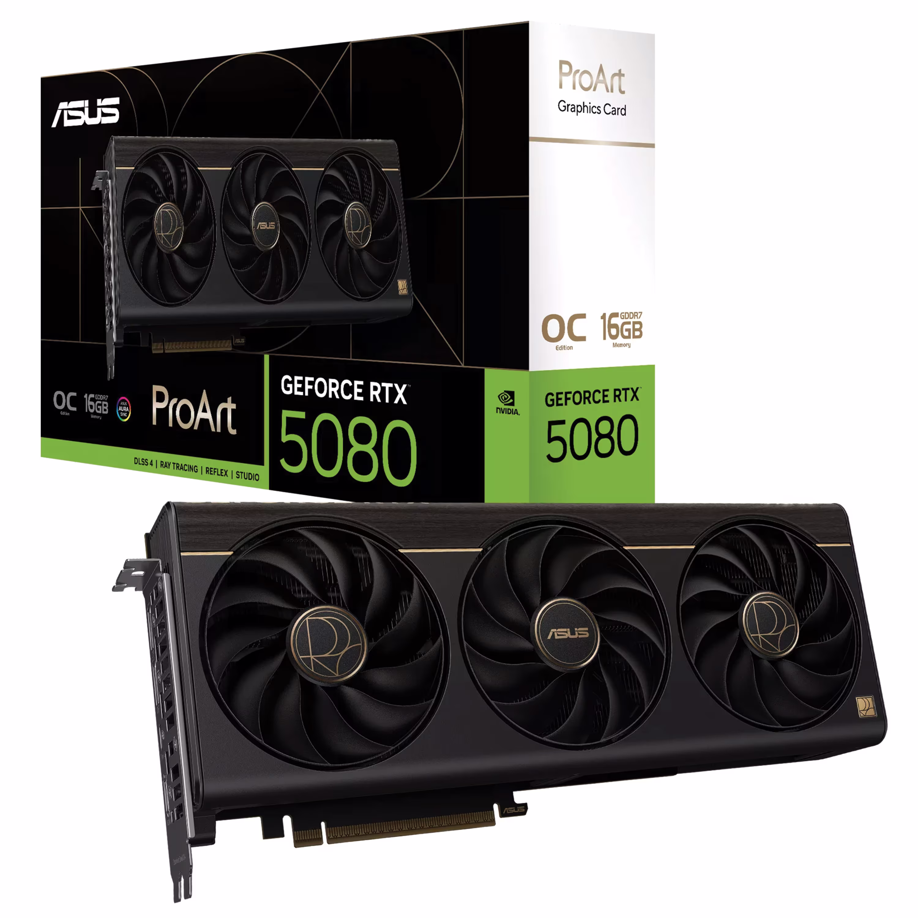 ASUS ProArt GeForce RTX 5080 16GB GDDR7 OC Edition Graphics Card, NVIDIA Blackwell Architecture, USB-C Video Out, PCIe 5.0, 2.5-Slot Design | 90YV0N30-M0NA00 – Buy Online