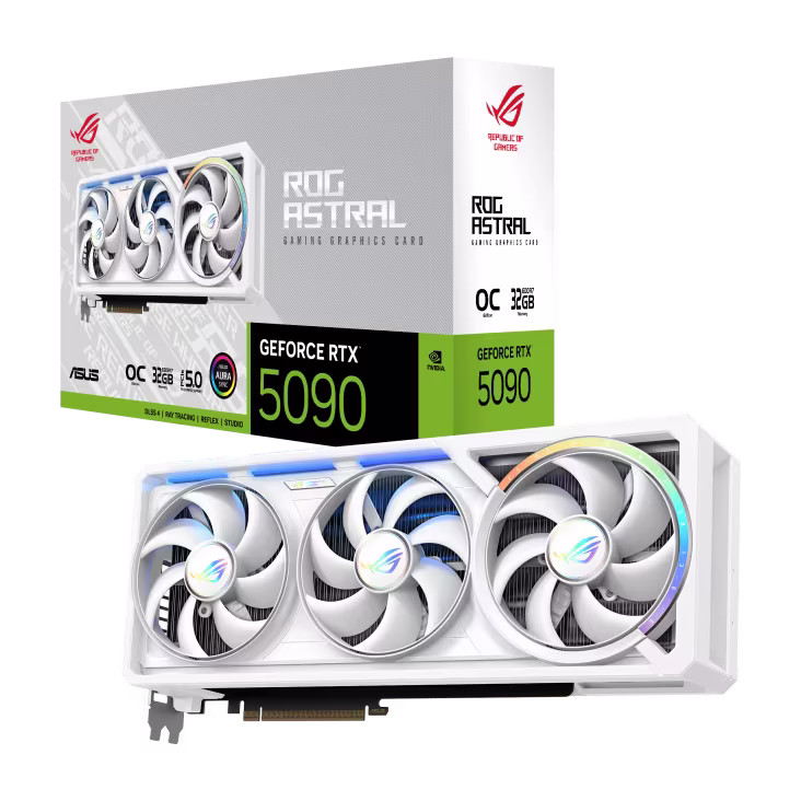 ASUS ROG Astral NVIDIA GeForce RTX 5090 32GB GDDR7 WHITE OC Edition Graphics Card, 512-bit 28 Gbps, 21760 CUDA Core, 3593 AI TOPs | 90YV0LWA-M0NA00 – Buy Online