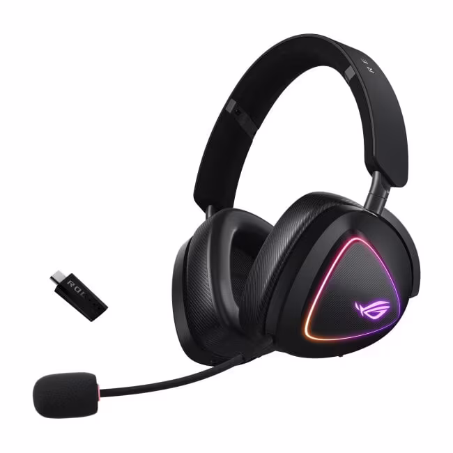 ASUS ROG Delta II Tri-mode Wireless Gaming Headset with ROG SpeedNova, Tri-mode (2.4Ghz, BT, 3.5mm), 50mm Titanium-plated Diaphragm Drivers, Boom Microphone, DualFlow Audio, 110-hour Battery life, Lightweight 318-g, ASUS Aura Sync RGB | 90YH03W0-BHUA00 – Buy Online