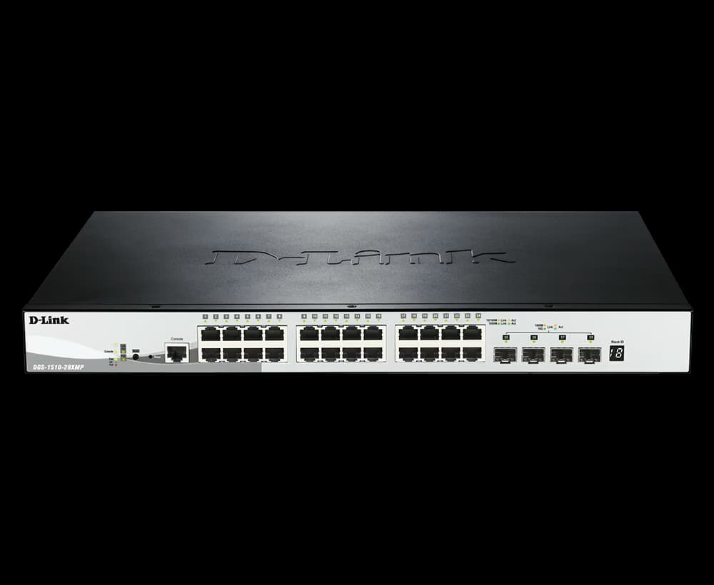 D-Link DGS-1510-28XMP Smart Managed Switch, 24-Port Gigabit PoE, 4x 10G SFP+ Uplinks, 370W PoE Budget, L2/L3 Static Routing, Stackable – Buy Online