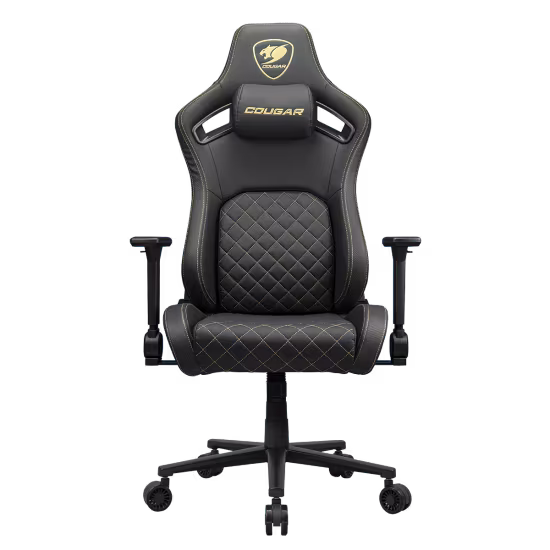 Cougar Defensor Gold Gaming Chair, Hyper-Dura Leatherette, 4D Folding Armrests, Backrest Pocket, Piston Lift Height Adjustment | 3MDFLGLB.0001 – Buy Online