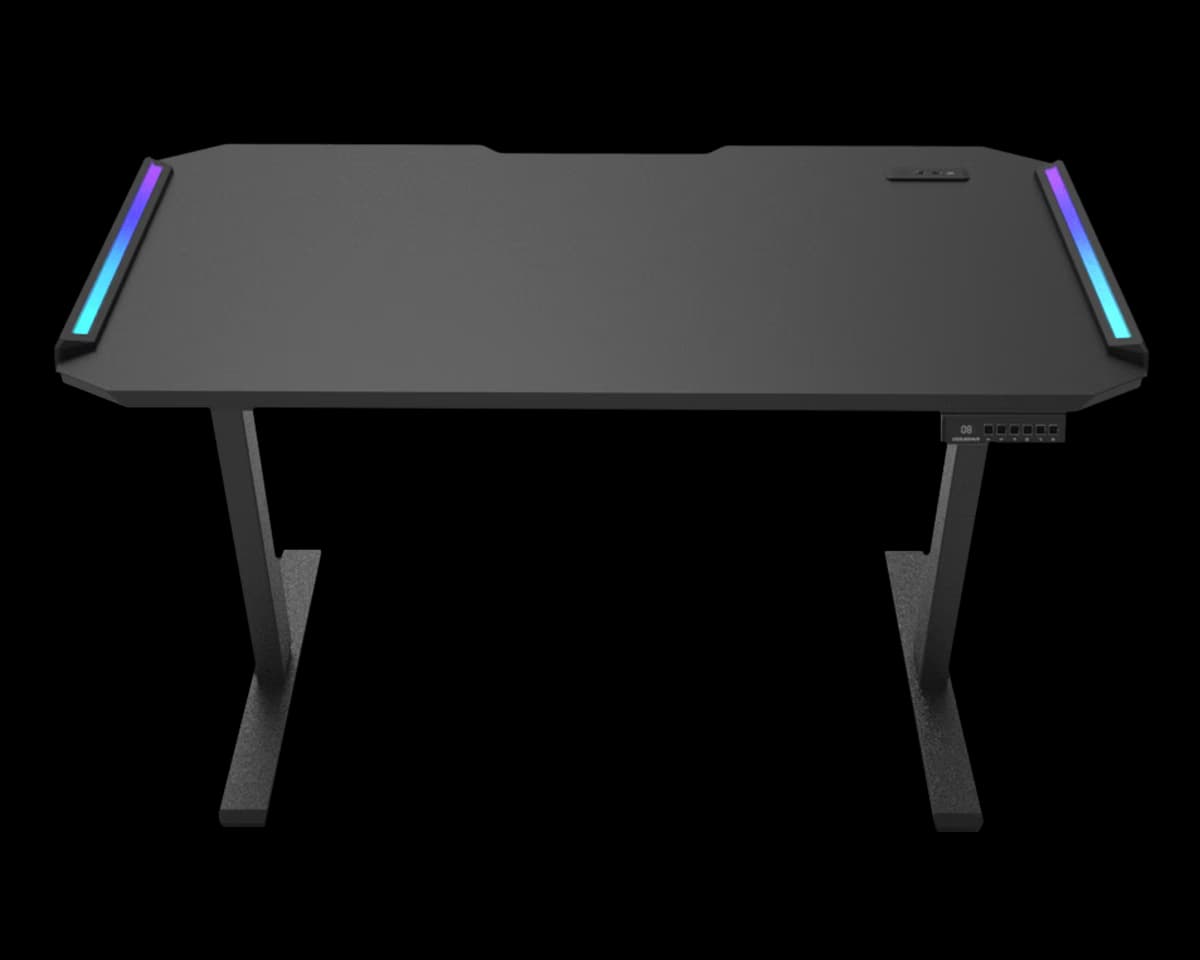 COUGAR E-DEIMUS 120 Electric Gaming Desk, 1200mm, Adjustable Height, 4 Memory Presets, Dual-Sided RGB Lighting, Integrated I/O & Cable Management | 3M1203SB.0003 – Buy Online