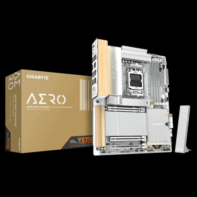 GIGABYTE X870E AERO X3D WOOD Motherboard, AMD AM5, Ryzen 9000 Ready, 16+2+2 VRM, DDR5 9000(OC), Dual USB4, & Wi-Fi 7, Wood Edition | 9MX87EOXD-00-G10 – Buy Online
