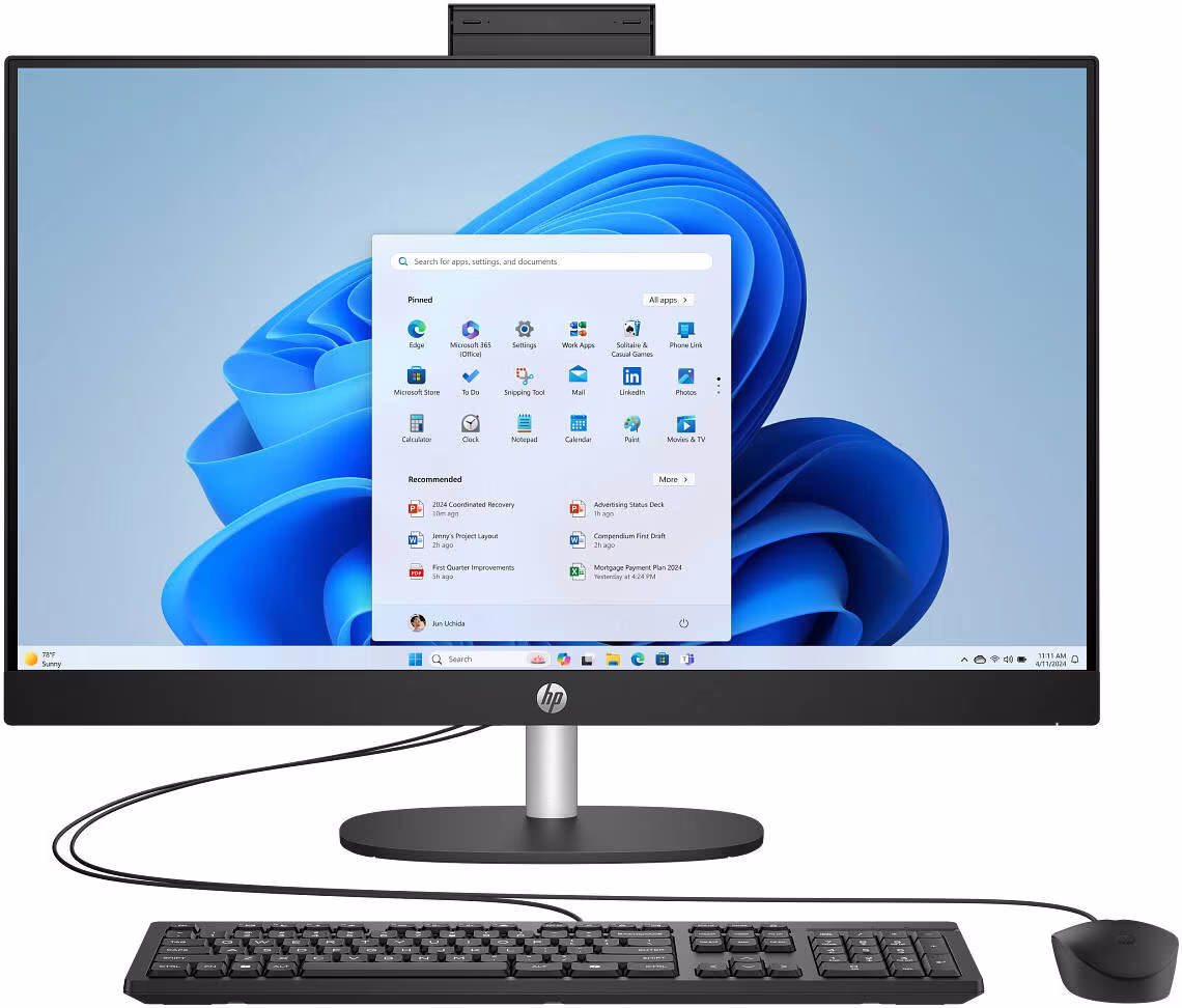 HP All-in-One 24-cr2033 Desktop, Intel Core Ultra 5 225U, 24" FHD IPS Display, 8GB RAM, 512GB SSD, Wired Keyboard & Mouse, DOS, Jet Black | D30C7EA#BH5 – Buy Online