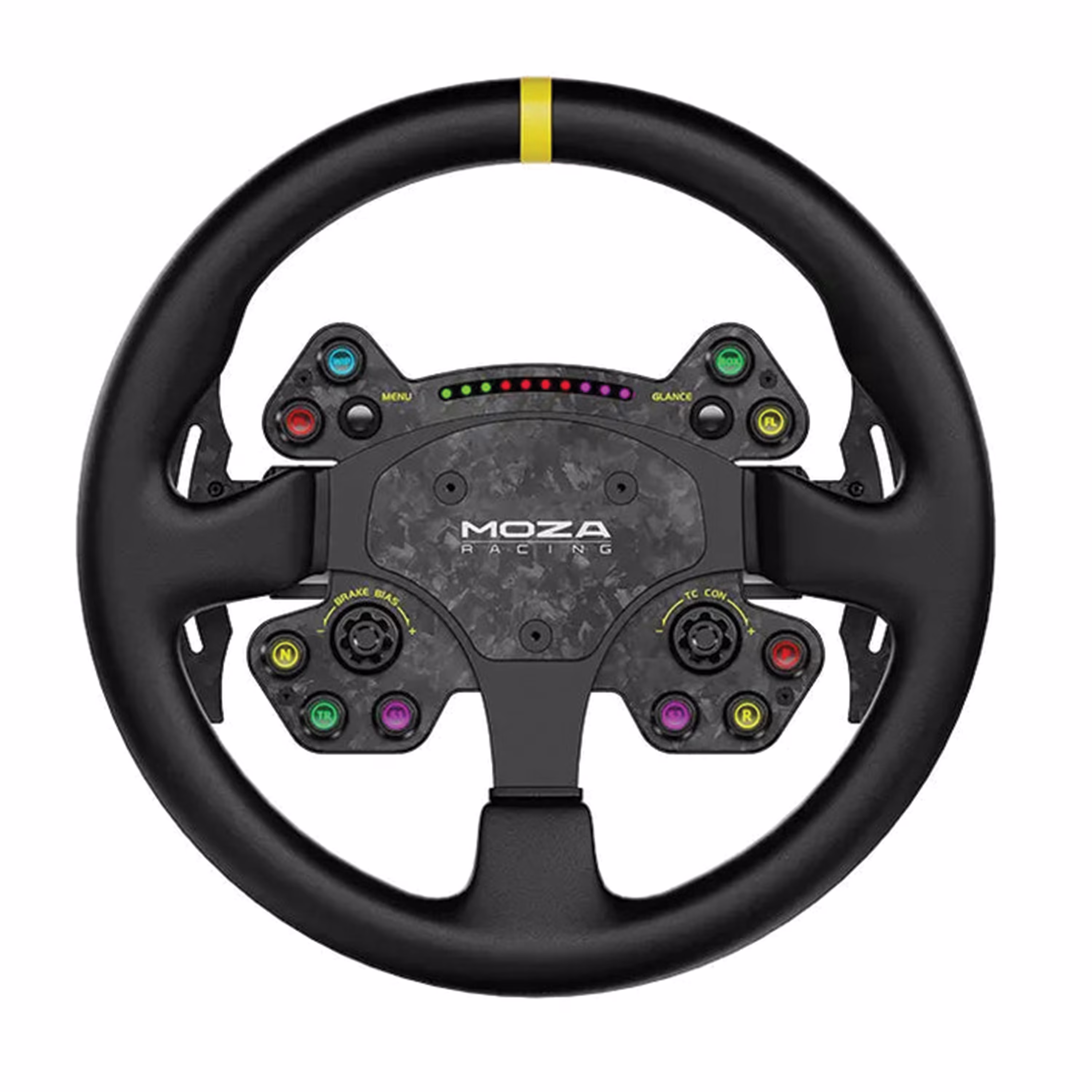 Moza RS25 Racing RS V2 Steering Wheel, 13-inch GT Style, Genuine Leather, Forged Carbon Fiber, Magnetic Shifters – Buy Online