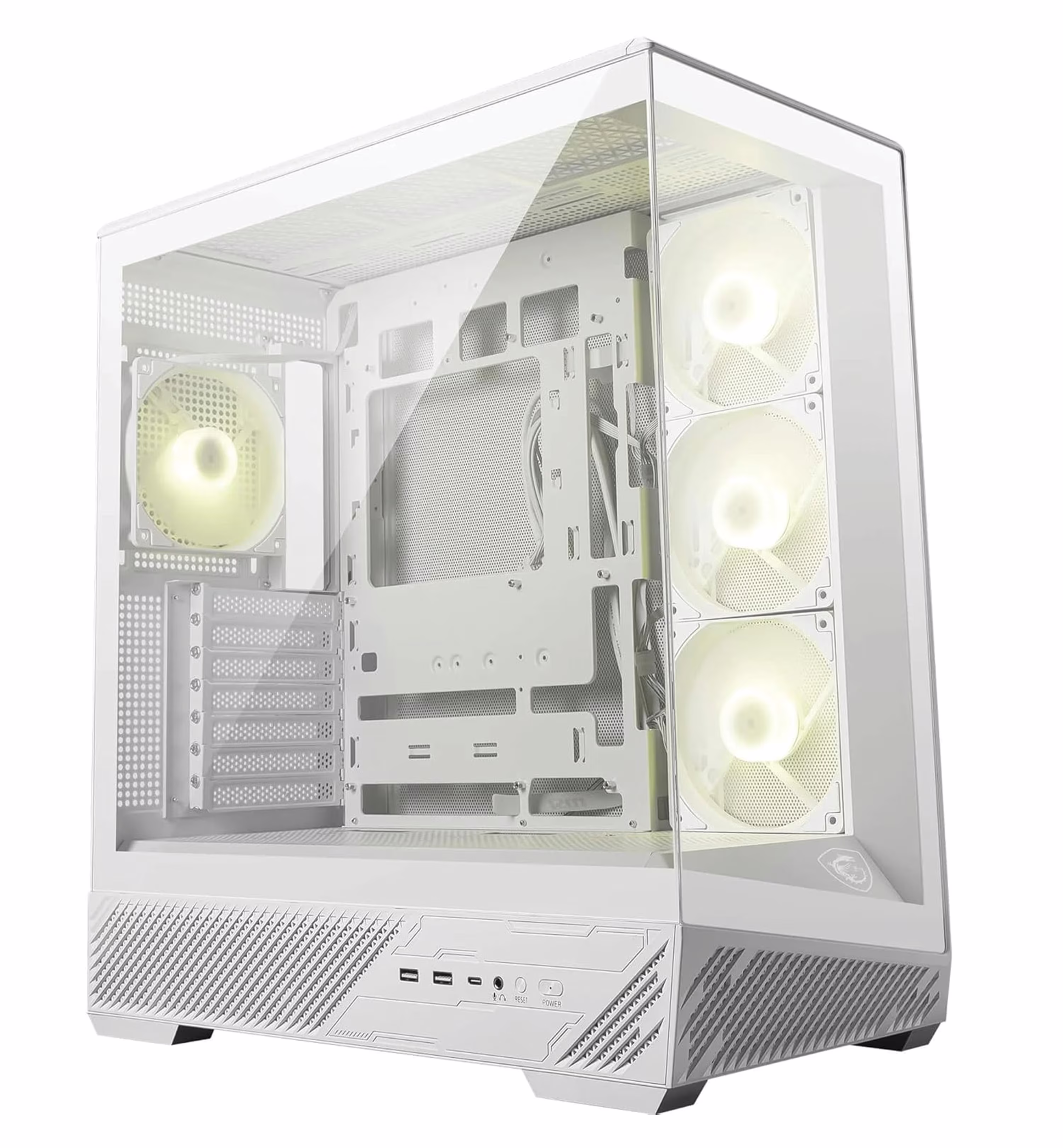 MSI PANO 130R PZ White Mid-Tower Gaming Case, 270° Panoramic Tempered Glass, Project Zero Back-Connect Support, Supports GPU up to 400mm | 306-7G32W21-HH9 – Buy Online