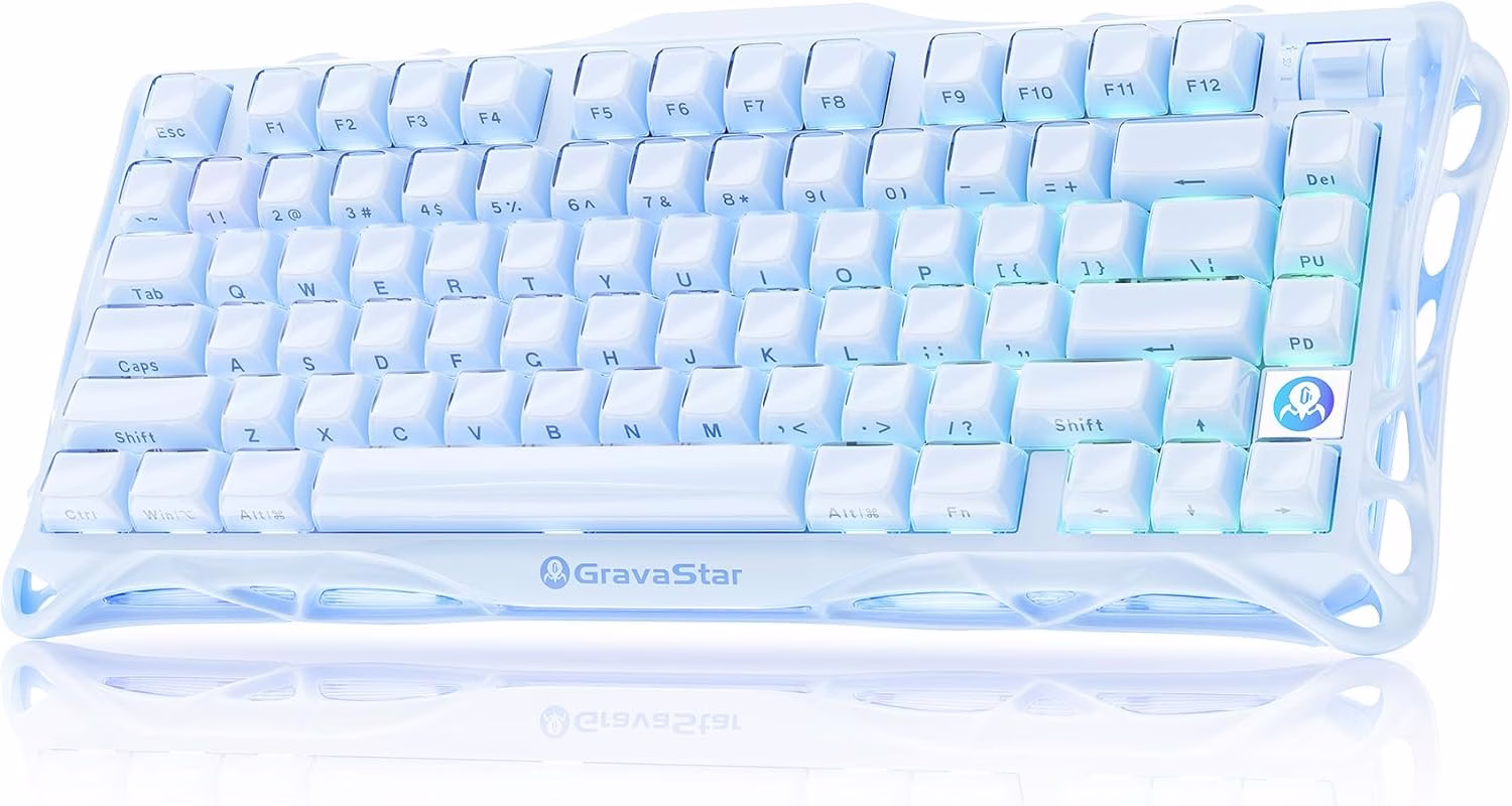 GravaStar Mercury K1 Special Edition Mechanical Keyboard, Ice Blue, 75% Layout, Tri-Mode Wireless, Aluminum Frame, Gasket Mount | GS K1_BLU – Buy Online