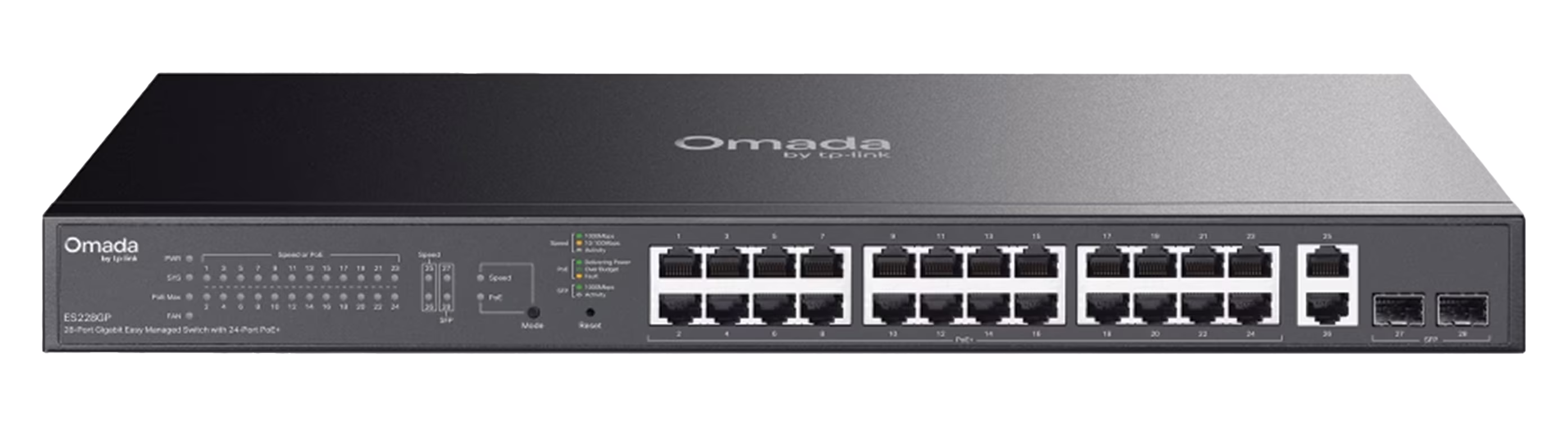 TP-Link Omada ES228GP 28-Port Gigabit Smart Managed Switch, 24-Port PoE+ (250W), 2 SFP Slots | ES228GP – Buy Online