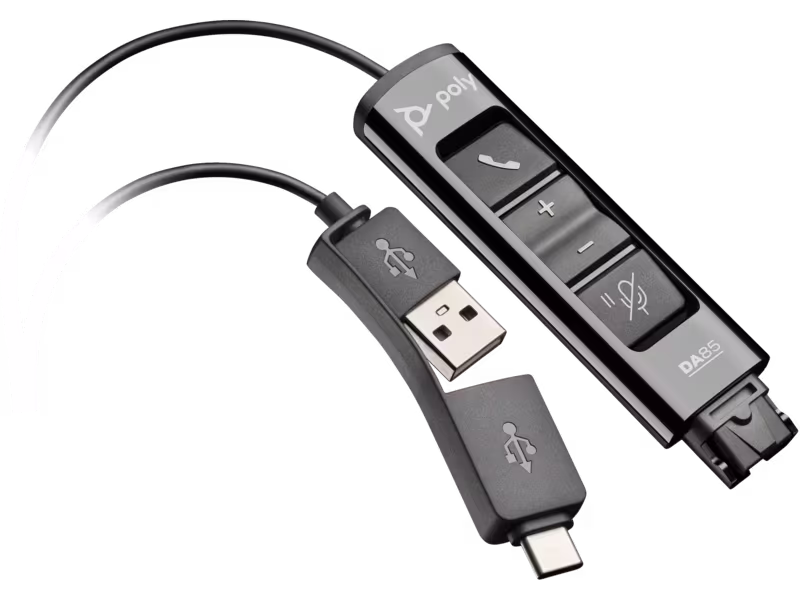 HP Poly DA85 USB to QD Black Adapter TAA, Inline controls, Quick disconnect, Connection flexibility | 786C7AA – Buy Online
