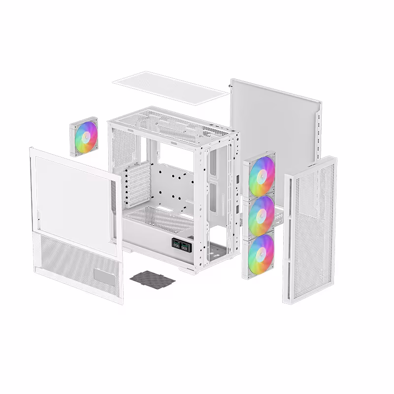Deepcool CH560 Digital ATX Mid Tower Computer Case, ABS+SPCC+Tempered Glass Materials, 3??140mm ARGB Fans, Real-Time Dual-Status Digital Display, Hybrid Airflow Glass Side Panel, White | R-CH560-WHAPE4D-G-1 – Buy Online
