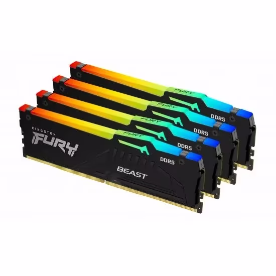 Kingston FURY Beast Black RGB XMP DDR5 64GB 6000MT/s CL40 DIMM Desktop Gaming Memory (Kit of 4), DDR5 6000MT/s Memory DIMM - Black DDR5 4*16 GB KIT | KF560C40BBAK4-64 – Buy Online
