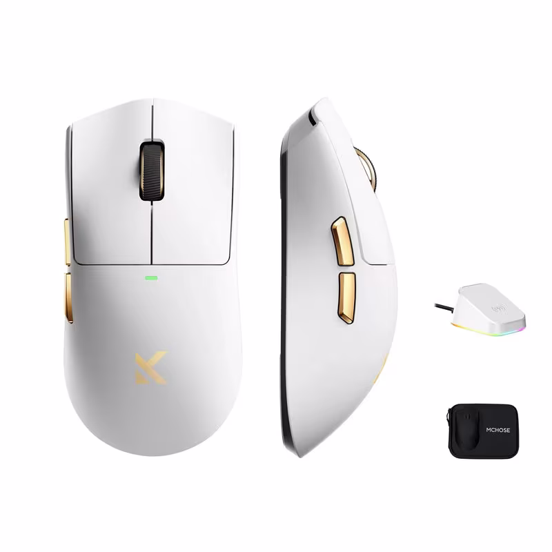 MCHOSE K7 Ultra Wireless Gaming Mouse, PAW3950 Sensor, 8K Polling Rate, & 2-in-1 Magnetic Charging Dock, White Gold | MC-K7-7 – Buy Online