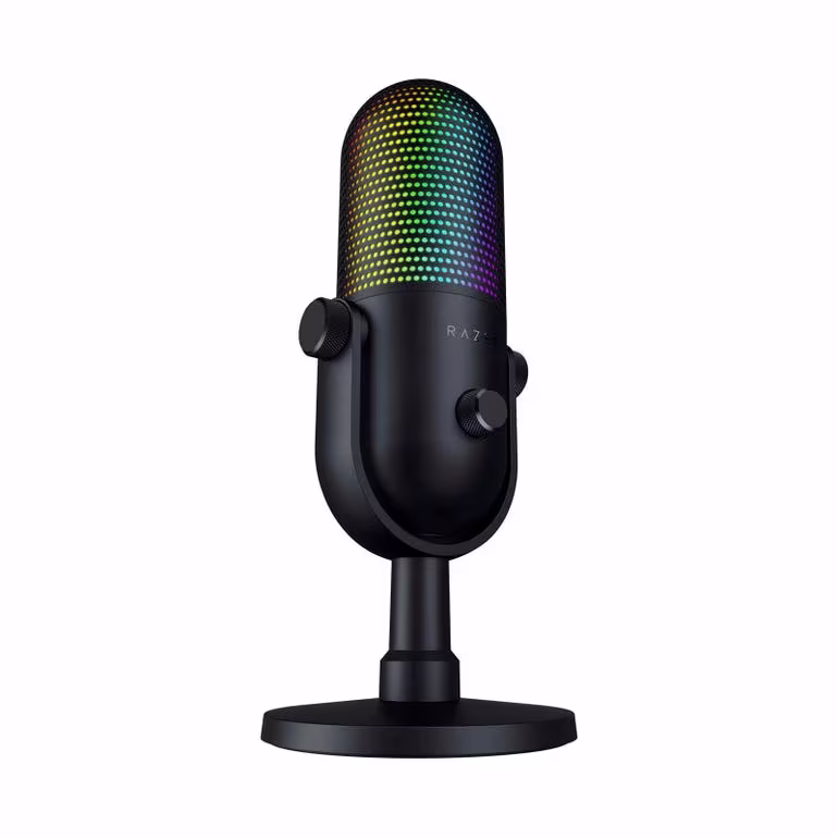 Razer Seiren V3 Chroma Condenser Microphone, 16mm Condenser Capsule, Supercardioid Polar Patterns, Multi-Function Tap-to-Mute Sensor, Type-A to Type-C USB, Black | RZ19-05060100-R3M1 – Buy Online