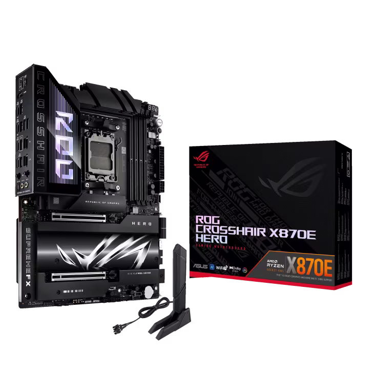 ROG X3D Bundle, AMD Ryzen 7 9800X3D Desktop Processor, ASUS ROG CROSSHAIR X870E HERO Motherboard – Buy Online