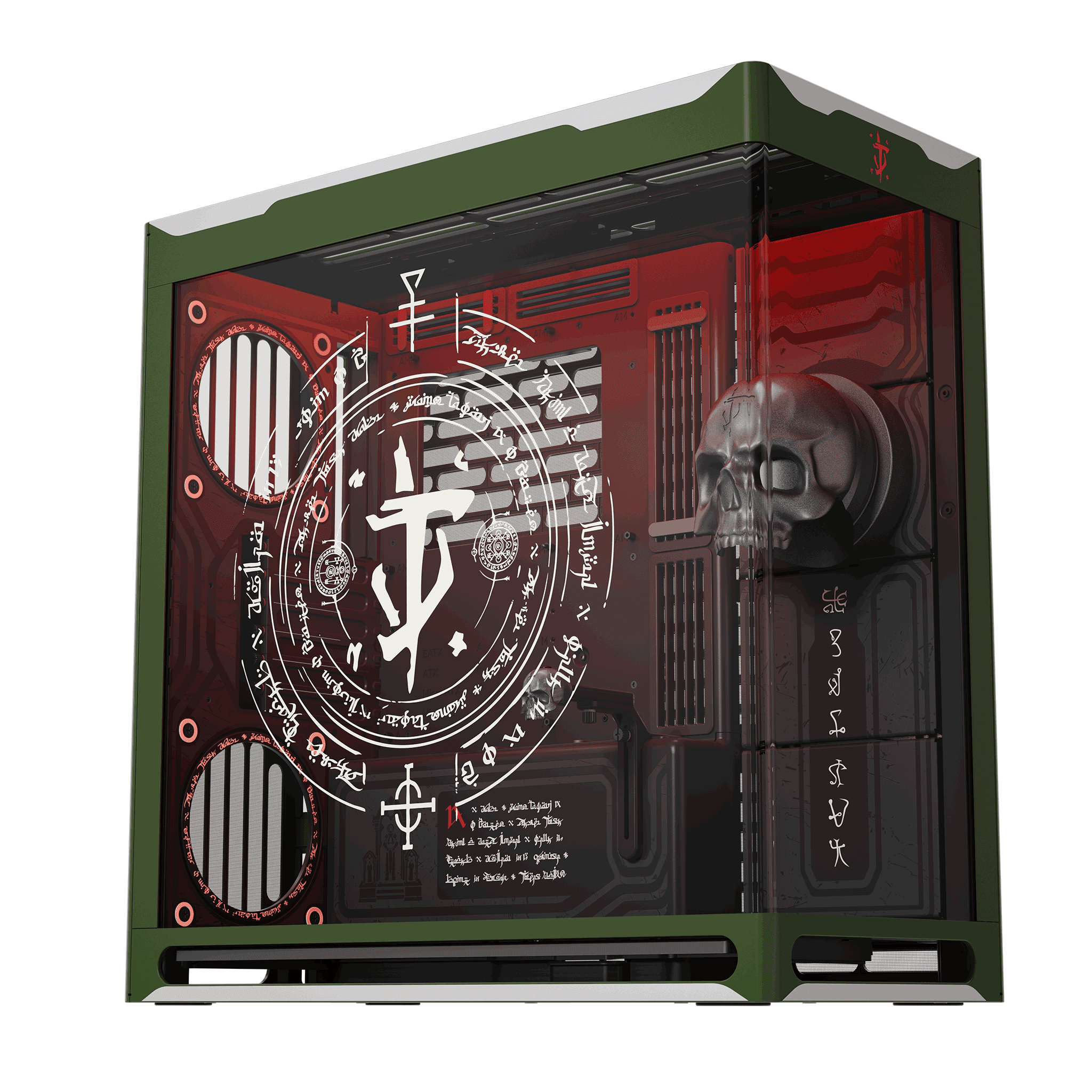 HAVN HS 420 DOOM: The Dark Ages Limited Edition Mid-tower PC Case, Dual Chamber Hybrid Structure, 420mm AIO Support, Exclusive Slayer Art & Magnetic Skull, RGB Light Strip